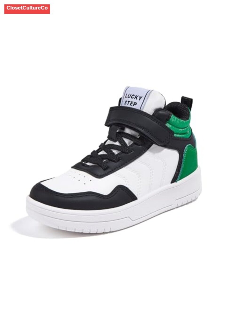 Kids High Top Fashion Basketball Sneakers Vegan Leather Ankle Support